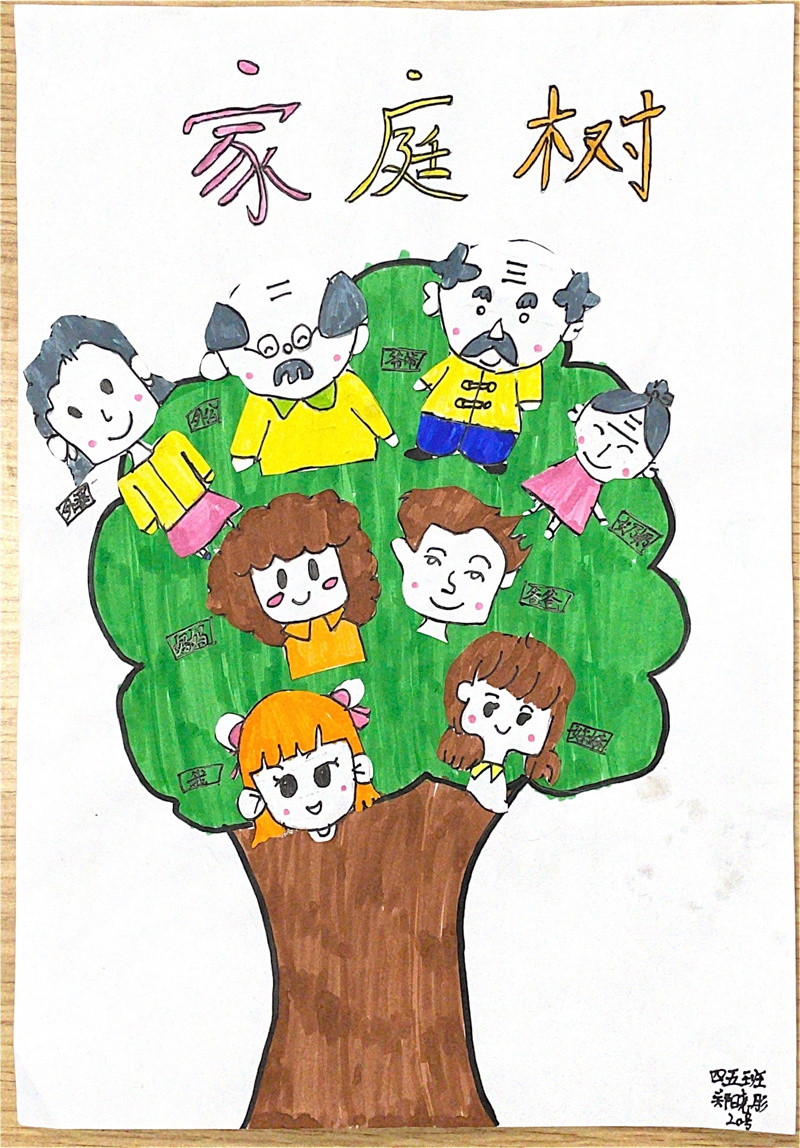 用爱描绘一棵心灵的成长树记车坊实小校园心理节制作家庭树活动